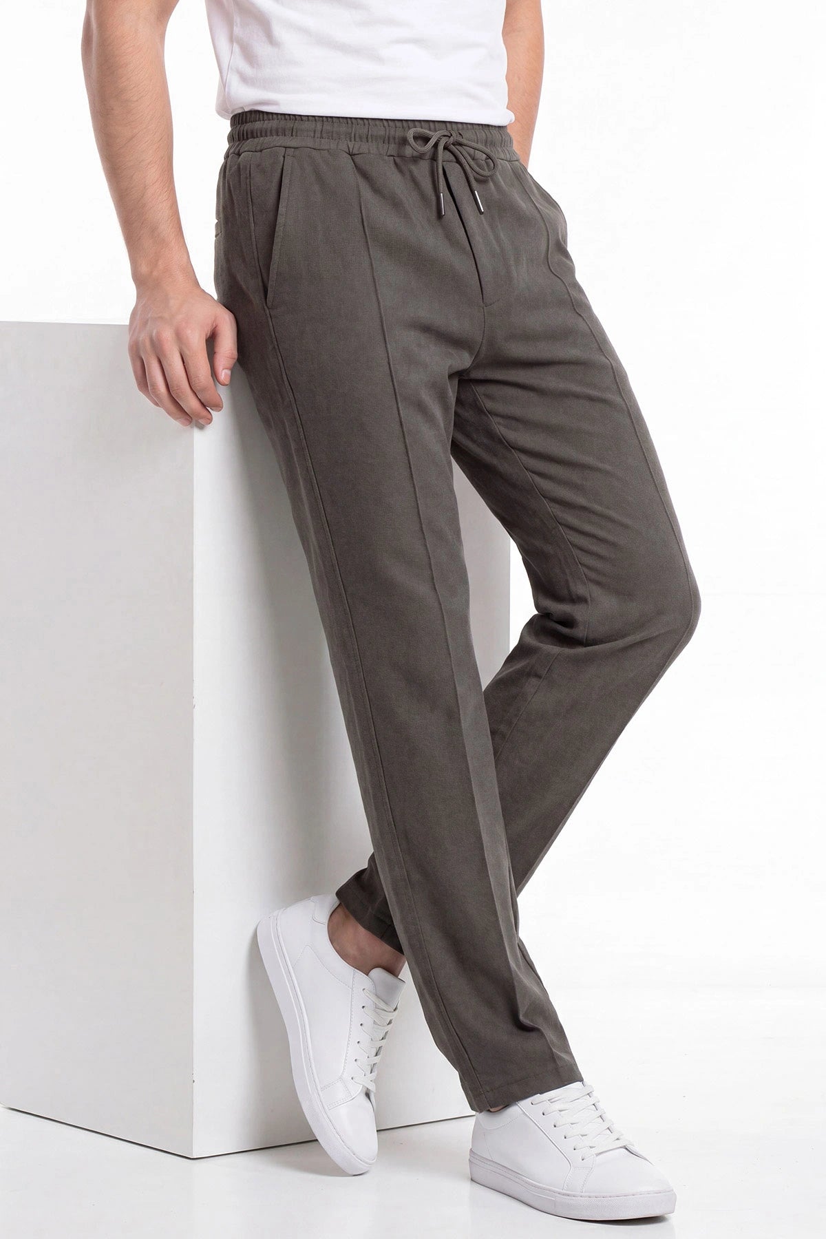 Chino Jogger Pantolon | Belden Bağlamalı Erkek Spor Pantolon | KV1001